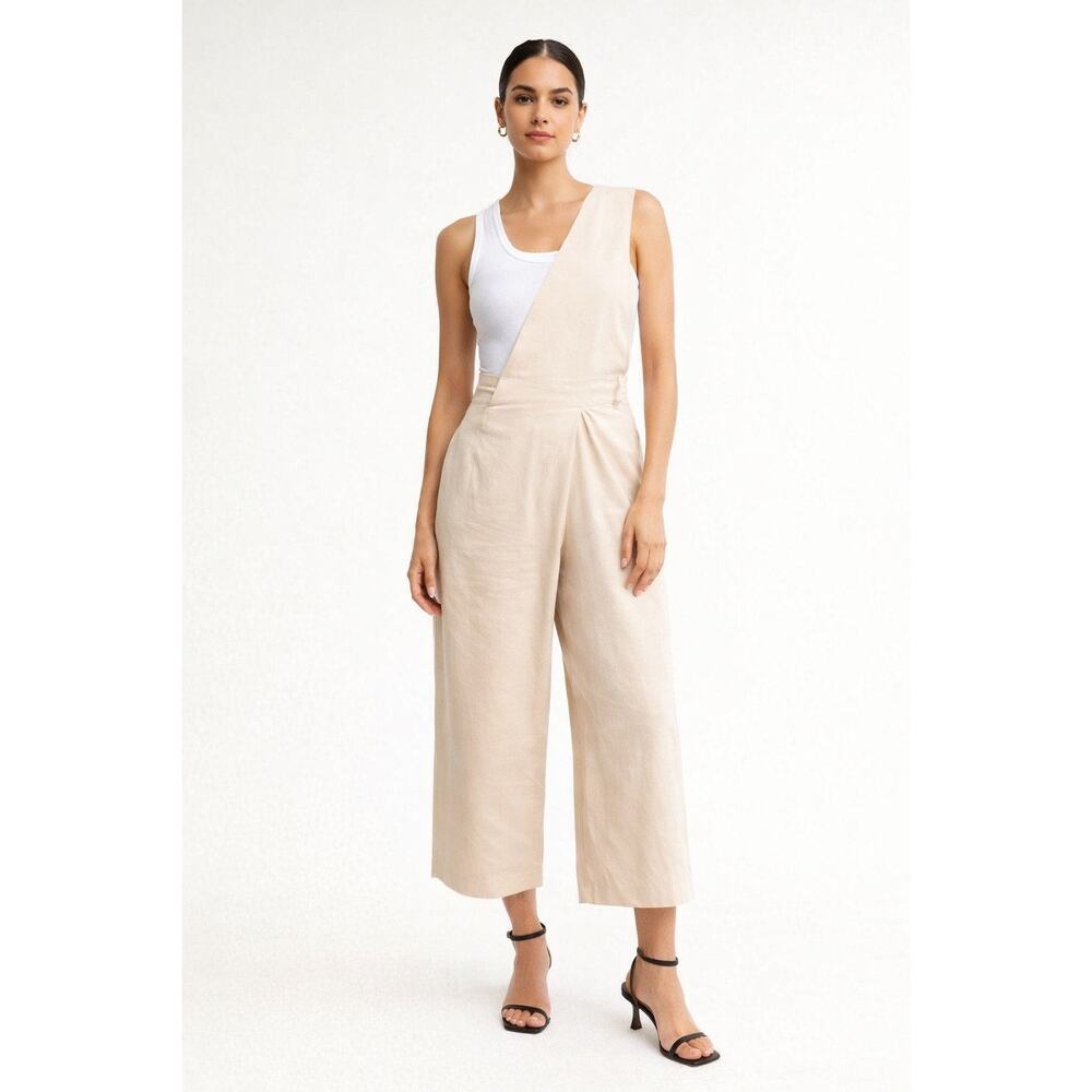 Tibi Beige One-Shoulder Wide-Leg Jumpsuit - Picture 1 of 11